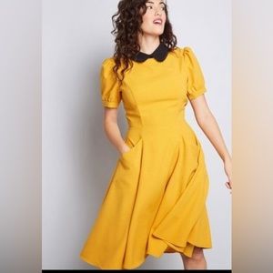 ModCloth X Collectif Vintage London Marigold Peter Pan Collar Fit & Flare Dress